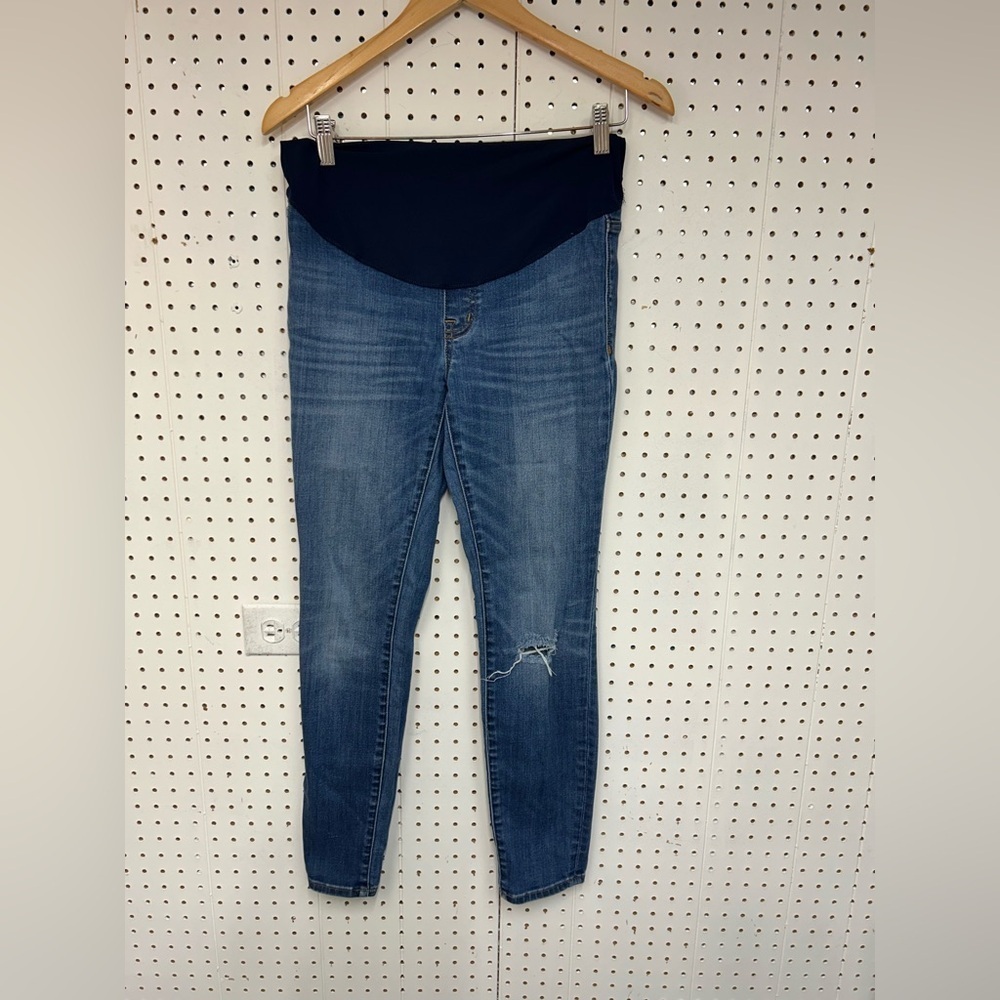 Madewell Maternity Skinny Women's Blue Distressed Jeans - Picture 2 of 6